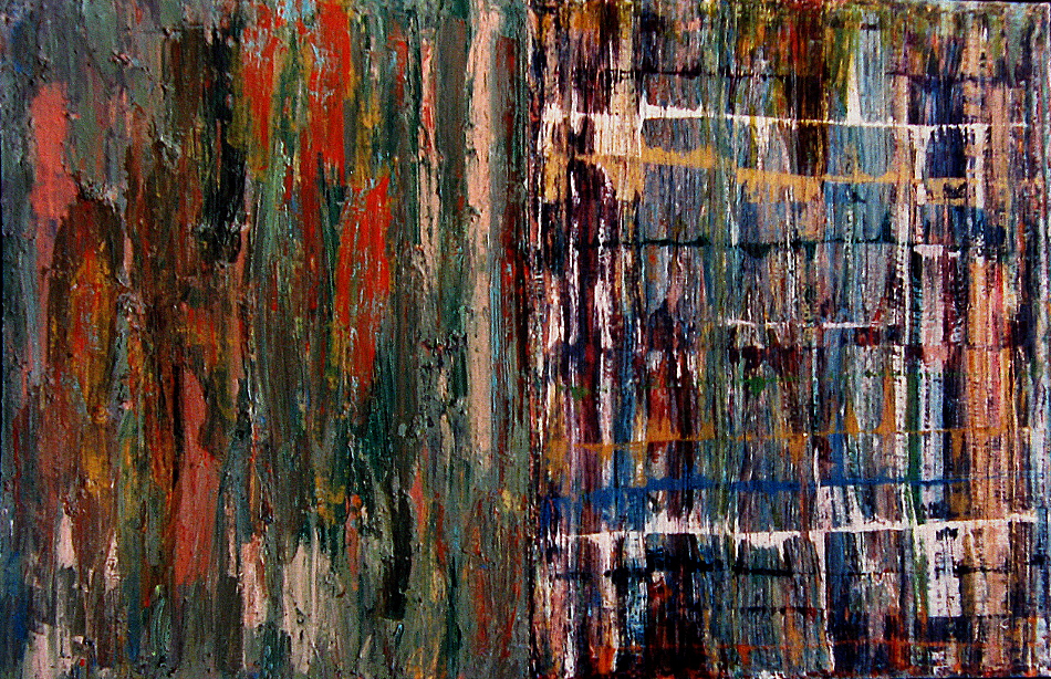 give and take acrylic on canvas  -  40" x 61 1/2"  -  1994